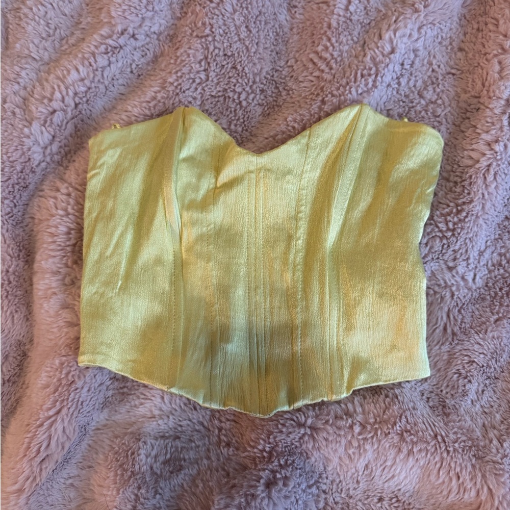 Zara Satin Yellow Crop Top